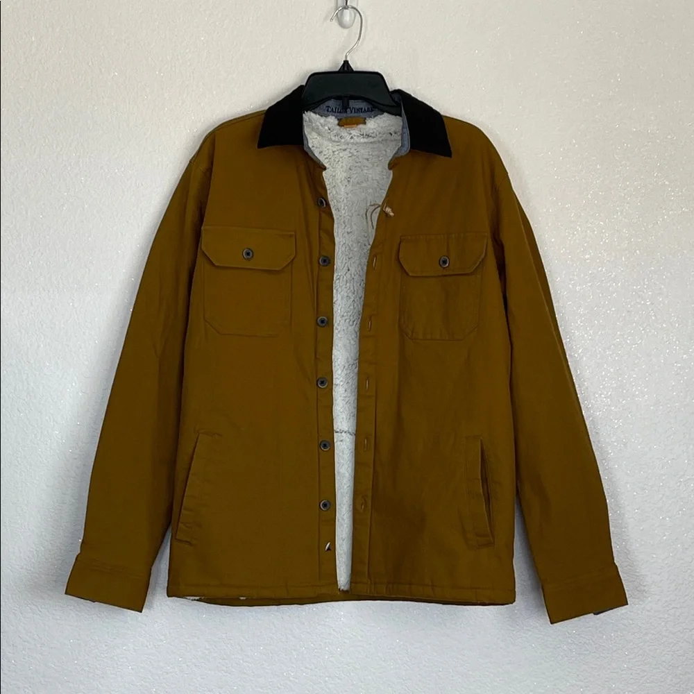 Tailor Vintage Tan canvas Barn Jacket with Black Details size M